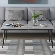 Стіл трансформер журнальний Dandi Small Ferrum-decor 45x120(160)x60 Чорний метал ДСП Бетон 16 мм (FRD-106793)