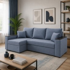 Кутовий ортопедичний диван Мекко Senator 2500x1500 Gold IV категорія Bestseller Blue Fog (MEK-161750)