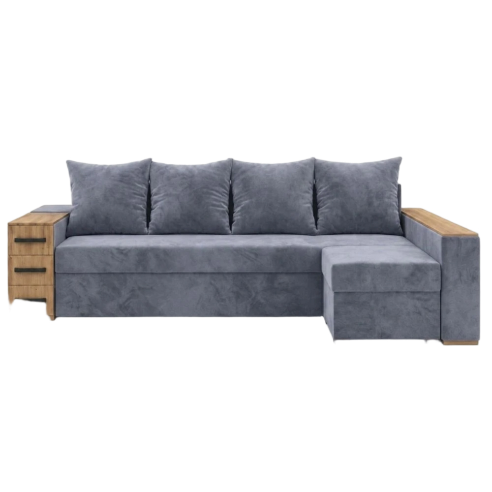 Угловой ортопедический диван Мекко Cube Shuttle 2600x1430 Pocket Spring Cocos II категория Allure Premium Cool Grey (MEK-161140)