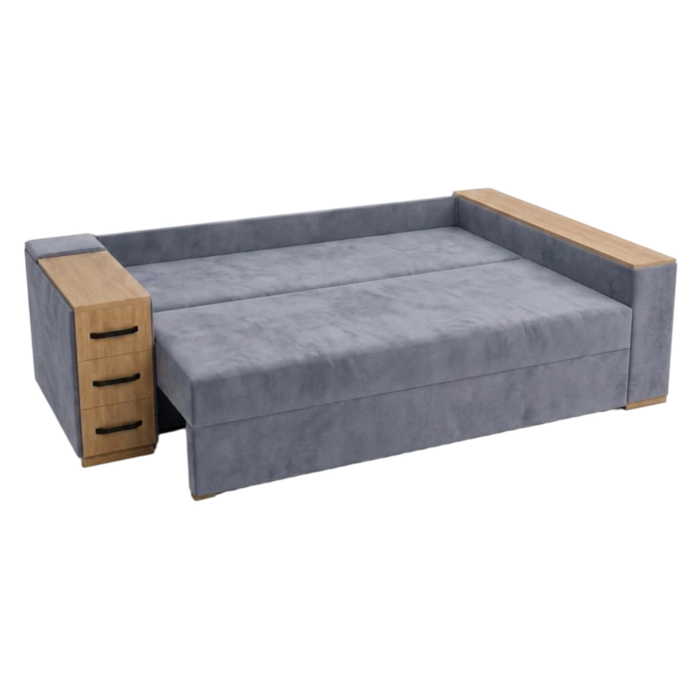 Угловой ортопедический диван Мекко Cube Shuttle 2600x1430 Pocket Spring Cocos II категория Allure Premium Cool Grey (MEK-161140)