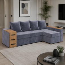 Кутовий ортопедичний диван Мекко Cube Shuttle 2600x1430 Pocket Spring Cocos II категорія Allure Premium Cool Grey (MEK-161140)