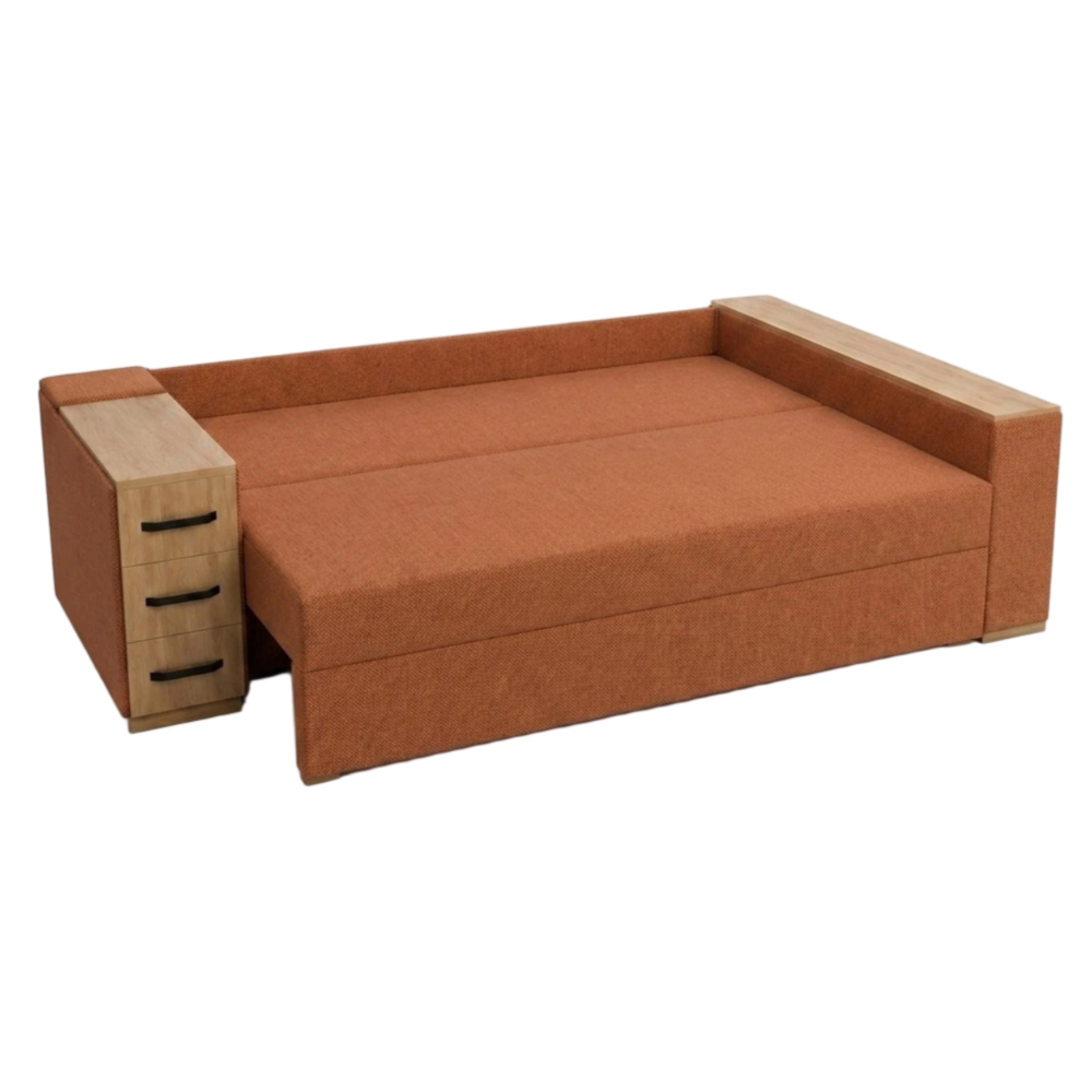 Угловой ортопедический диван Мекко Cube Shuttle 2600x1430 Pocket Spring Cocos III категория Austin 9 Rust (MEK-161141)