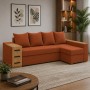 Угловой ортопедический диван Мекко Cube Shuttle 2600x1430 Pocket Spring Cocos III категория Austin 9 Rust (MEK-161141)