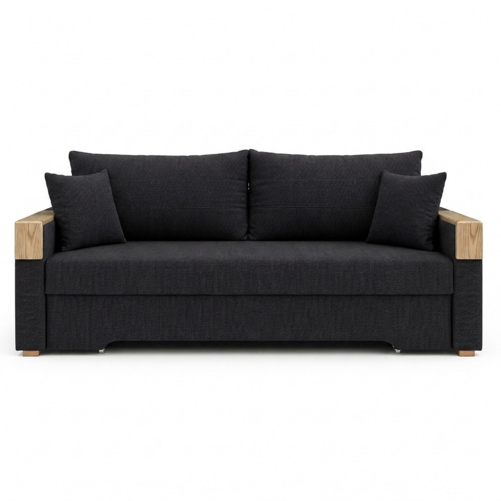 Ортопедичний розкладний диван Мекко Reston 2250×960 Pocket Spring Cocos III категорія Austin 21 Black (MEK-161183)