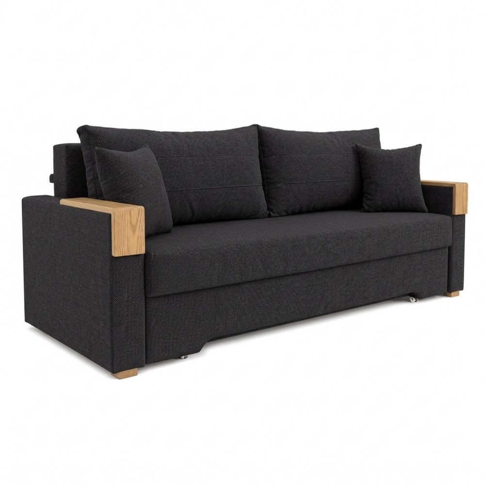 Ортопедичний розкладний диван Мекко Reston 2250×960 Pocket Spring Cocos III категорія Austin 21 Black (MEK-161183)