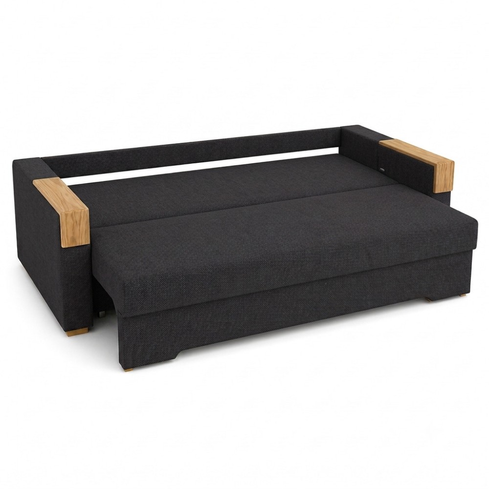 Ортопедичний розкладний диван Мекко Reston 2250×960 Pocket Spring Cocos III категорія Austin 21 Black (MEK-161183)