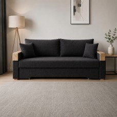 Ортопедичний розкладний диван Мекко Reston 2250×960 Pocket Spring Cocos III категорія Austin 21 Black (MEK-161183)