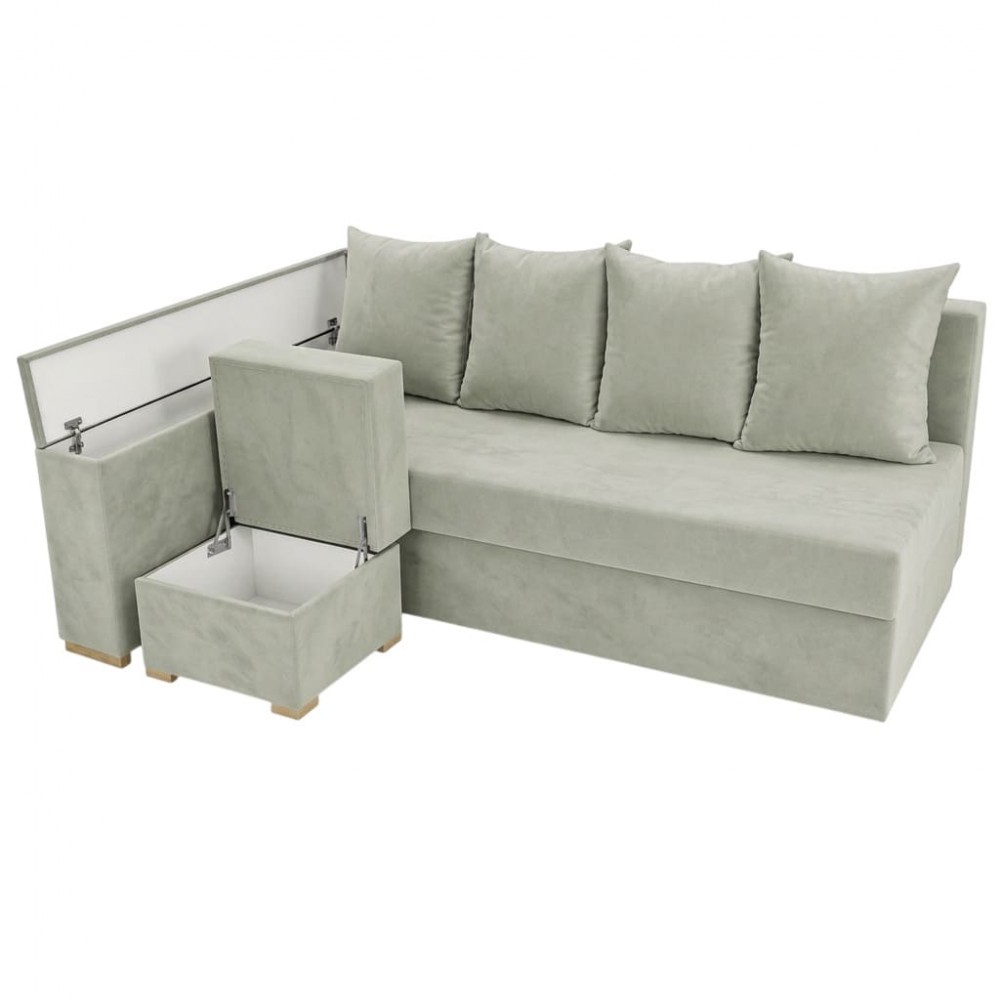 Угловой ортопедический диван Мекко Cube 2250×1430 Pocket Spring Cocos I категория Riviera 002 (MEK-161543)