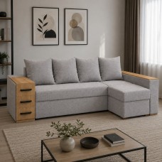 Кутовий ортопедичний диван Мекко Cube Shuttle 2600x1430 Pocket Spring Cocos IV категорія Bestseller White Sand (MEK-161142)