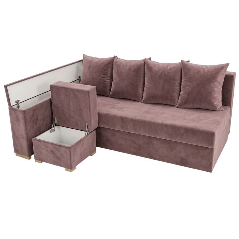 Кутовий ортопедичний диван Мекко Cube 2250×1430 Bonel Standart Hard Plus II категорія Allure Premium Rose (MEK-161534)