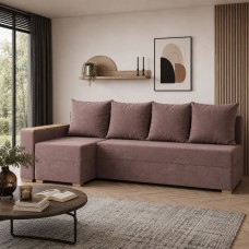Кутовий ортопедичний диван Мекко Cube 2250×1430 Pocket Spring Cocos II категорія Allure Premium Rose (MEK-161544)