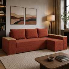 Кутовий ортопедичний диван Мекко Cube Comfort 2650x1600 Pocket Spring Cocos IV категорія Bestseller Terracotta (MEK-161765)