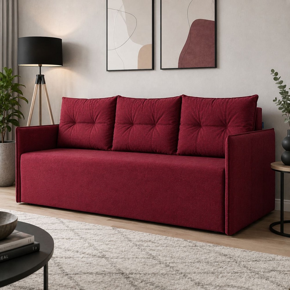 Диван розкладний ортопедичний Мекко Erne 2060х950мм Gold III категорія Austin 8 Ruby Red (MEK-161505)