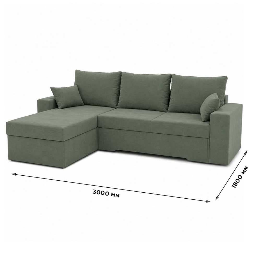 Угловой ортопедический диван Мекко Epoh 3000×1800 Lux IV категория Bestseller Pale Aqua (MEK-161607)