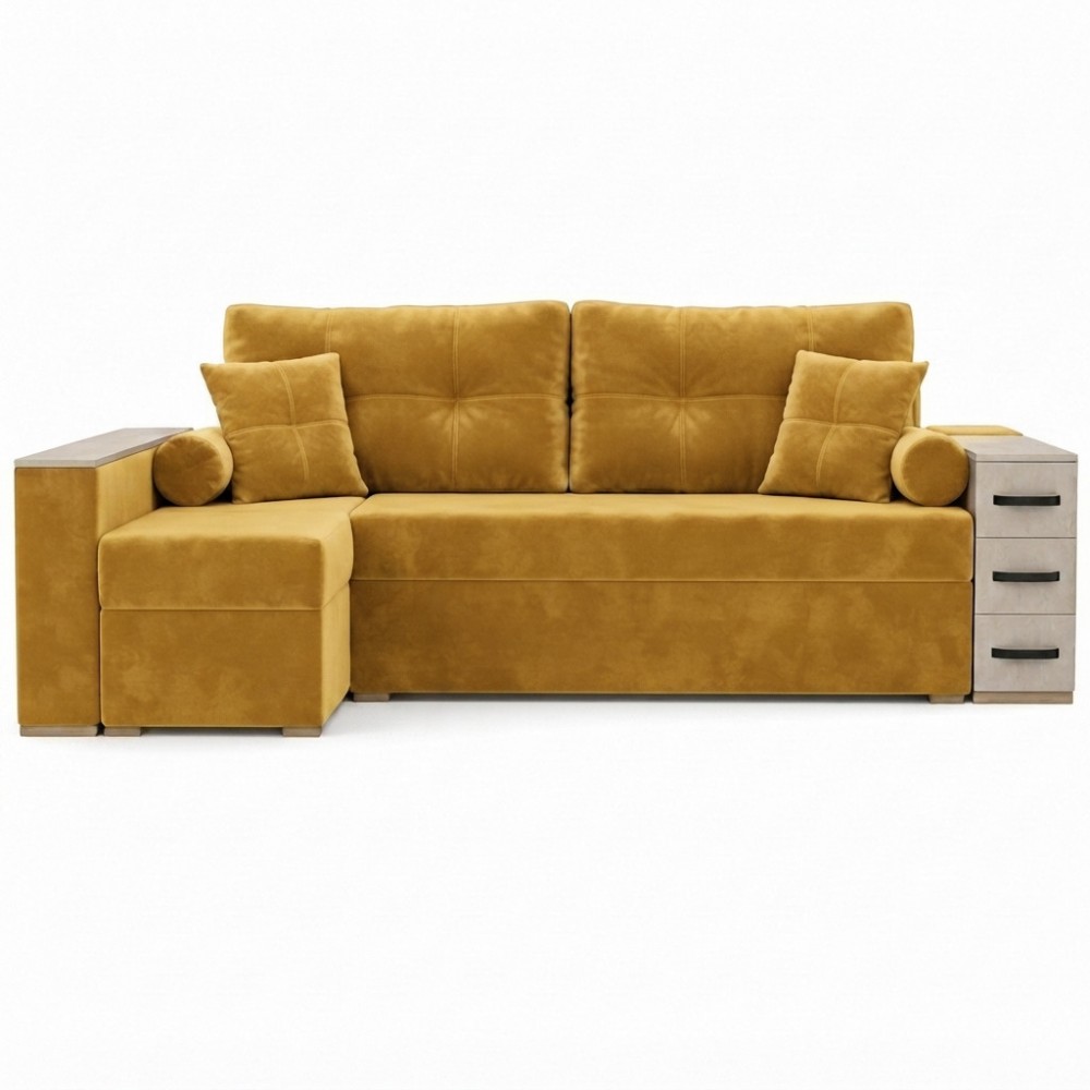 Угловой ортопедический диван Мекко Cube Shuttle NOVO 2650*1650 Pocket Spring Cocos II категория Allure Premium Yellow (MEK-161478)