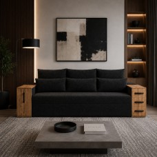 Диван розкладний ортопедичний Мекко President 2650×1155 мм Pocket Spring Cocos IV категорія Bestseller Graphite (MEK-161037)