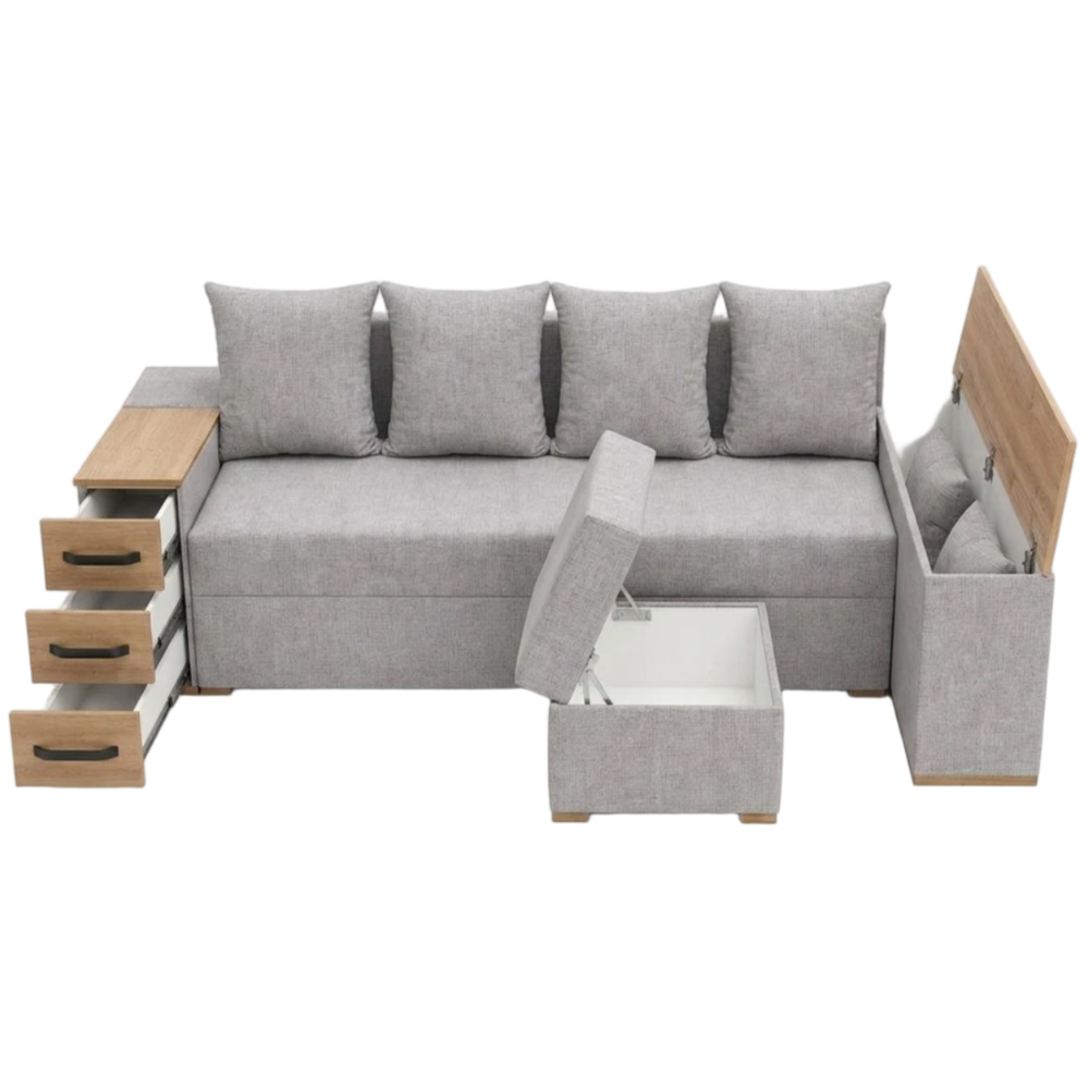 Угловой ортопедический диван Мекко Cube Shuttle 2600x1430 Gold IV категория Bestseller White Sand (MEK-161147)