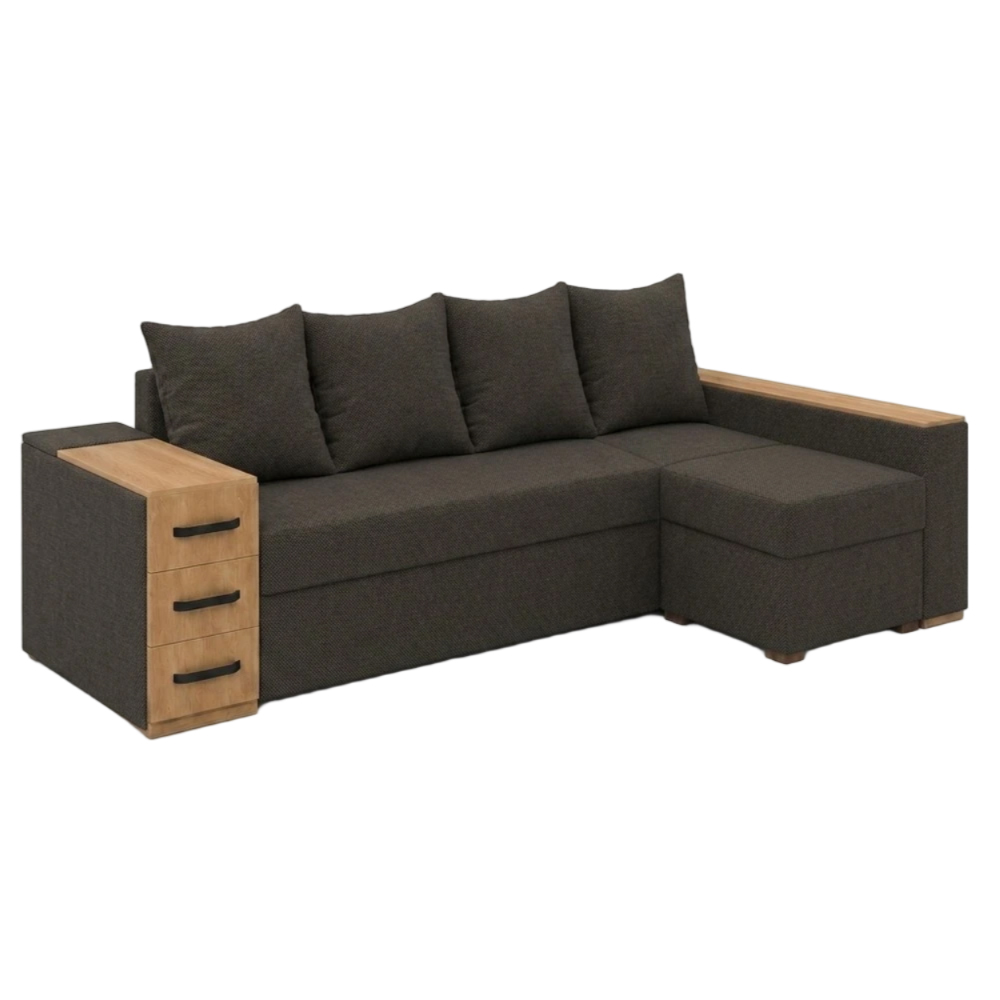 Кутовий ортопедичний диван Мекко Cube Shuttle 2600x1430 Light Акційна тканина Bagama 35 (MEK-161127)