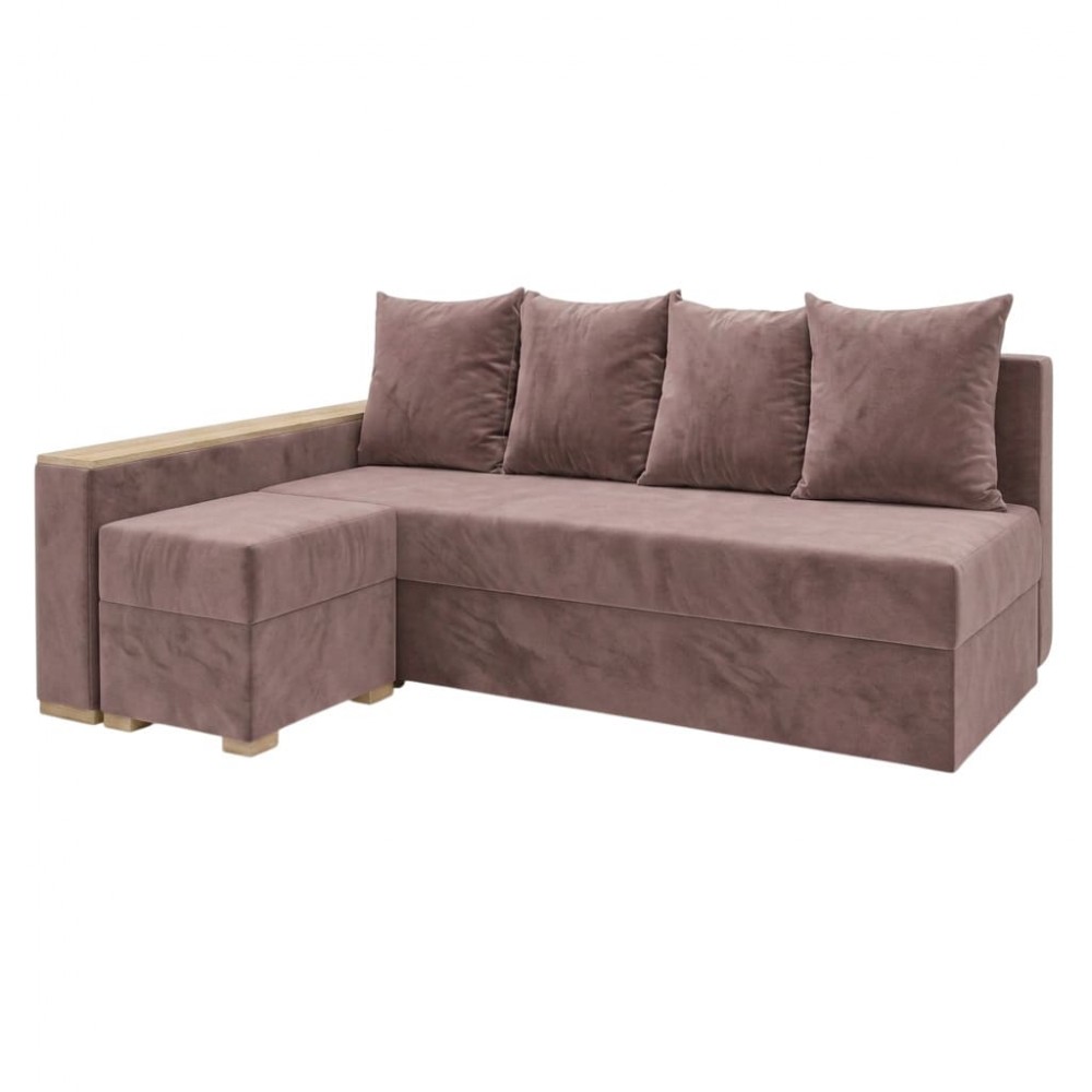 Угловой ортопедический диван Мекко Cube 2250×1430 Gold II категория Allure Premium Rose (MEK-161549)