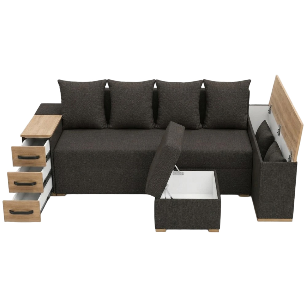 Кутовий ортопедичний диван Мекко Cube Shuttle 2600x1430 Bonel Standart Hard Plus Акційна тканина Bagama 35 (MEK-161128)