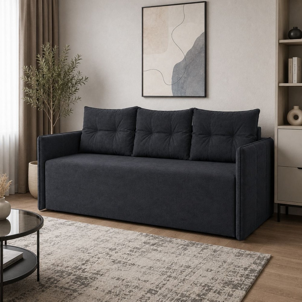 Диван розкладний ортопедичний Мекко Erne 2060х950мм Bonel Standart Hard Plus II категорія Allure Premium Graphite (MEK-161489)