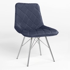 Стул на раме NICOLE 4LX CHROME (BOX-1) SQR ECO-22 (Синий) (NWS-121661)