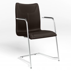 Стілець на рамі DESILVA ARM CHROME (BOX-1) ECO-31 (Темно-коричневий) (NWS-127398)