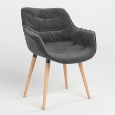 Стілець на рамі VENSAN WOOD BLACK (BOX-2) SORO-95 (Темно-сірий) (NWS-129646)