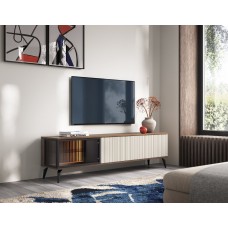 Тумба під ТВ з підсвіткою Вічі / Vici RTV180 3-дверна Горіх/кашемір Perfect Home Польща (PFH-091295)