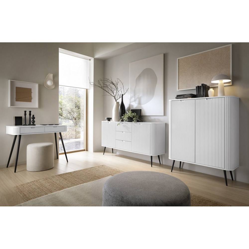 Комод Perfect Home Зова / Zova 2-дверний з чорними ніжками K103 Білий (PFH-091285)