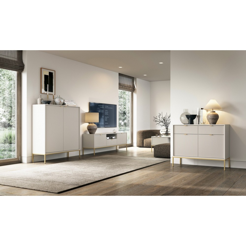 Комод Perfect Home Нова / Nova 3-дверний з 3 шухлядами і золотими ніжками KSZ154 Кашемір (PFH-091245)