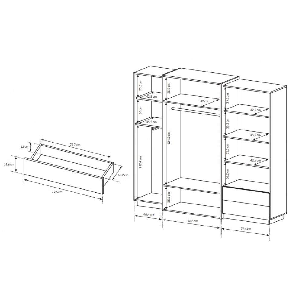 Шафа для одягу Perfect Home 3Д / 3D 4-дверна 4D2S/230 Білий/дуб крафт золотий (PFH-091047)