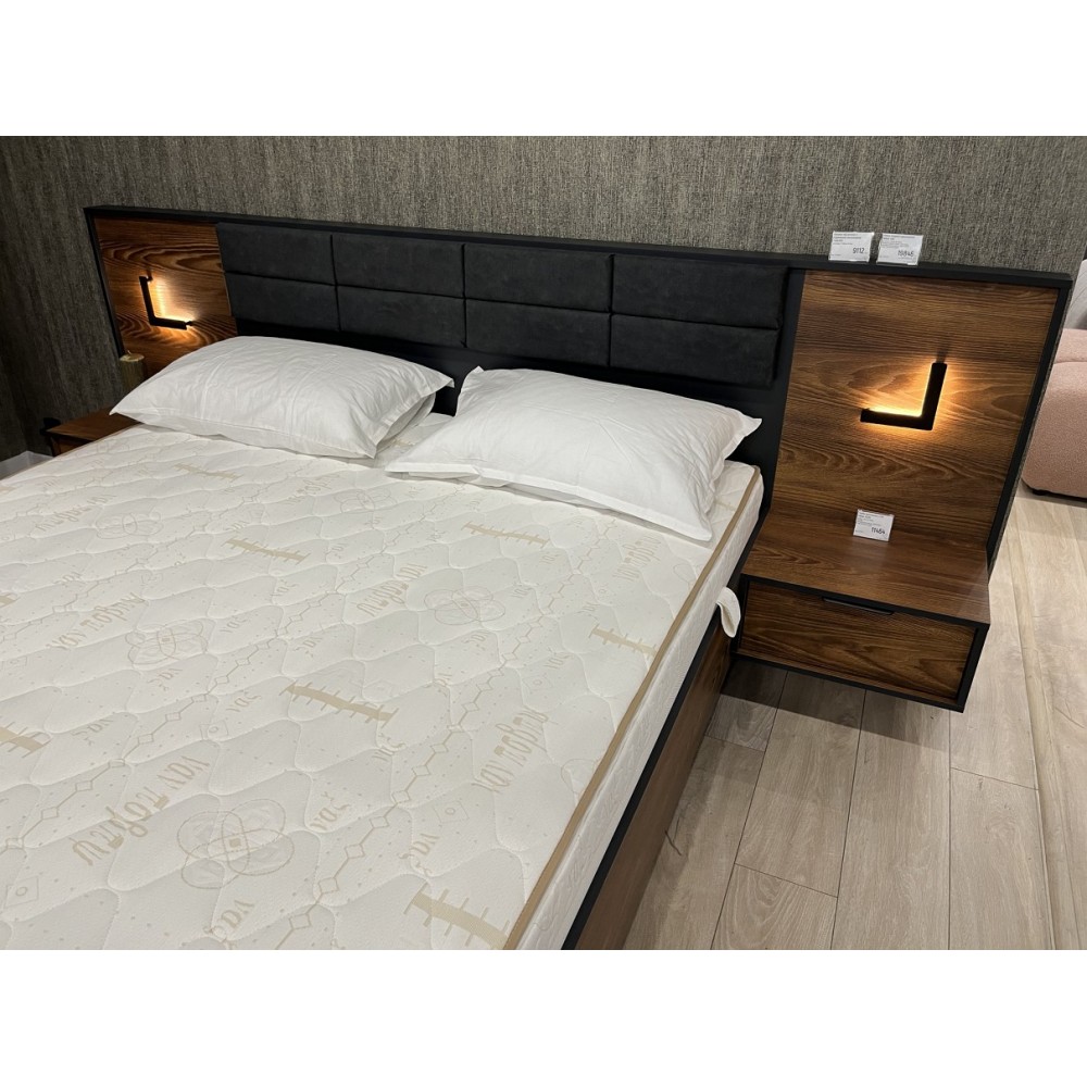 Ліжко (каркас) Perfect Home Мілтон / Milton 160 з м'яким ізголів'ям двоспальне Каштан/антрацит (PFH-091084)