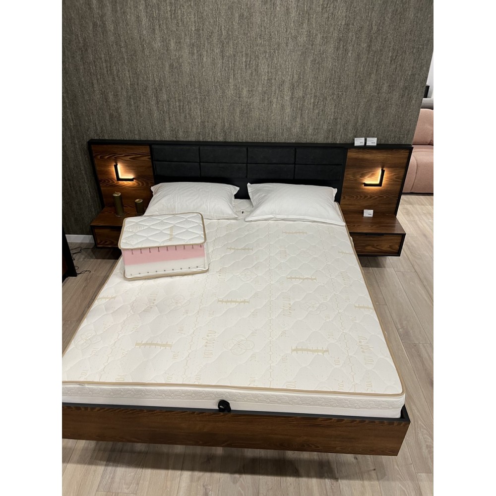 Ліжко (каркас) Perfect Home Мілтон / Milton 160 з м'яким ізголів'ям двоспальне Каштан/антрацит (PFH-091084)