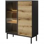 Витрина низкая с подсветкой Perfect Home Ланг/Lang 3-дверная 3D1W/100 Черный/дуб эвок (PFH-091141)