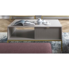 Стіл журнальний Perfect Home Нова / Nova з 2 шухлядами та золотими ніжками L104 Сірий (PFH-091252)