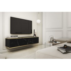 Тумба під телевізор навісна Perfect Home Оро / Oro 2-дверна RTV135 Чорний мармур роял (PFH-091358)