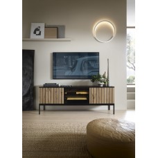 Тумба під ТВ з підсвіткою Perfect Home Сенто / Sento RTV154 3-дверна Чорний/дуб вотан (PFH-091485)