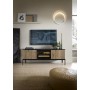 Тумба под ТВ с подсветкой Perfect Home Сенто / Sento RTV154 3-дверная Черный/дуб вотан (PFH-091485)