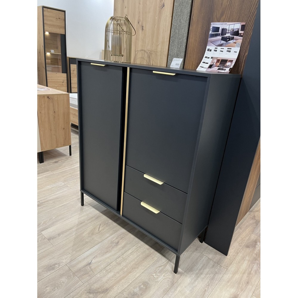Комод високий Perfect Home Ларс / Lars 2-дверний з 2 шухлядами 2D2S/104 Антрацит (PFH-091020)