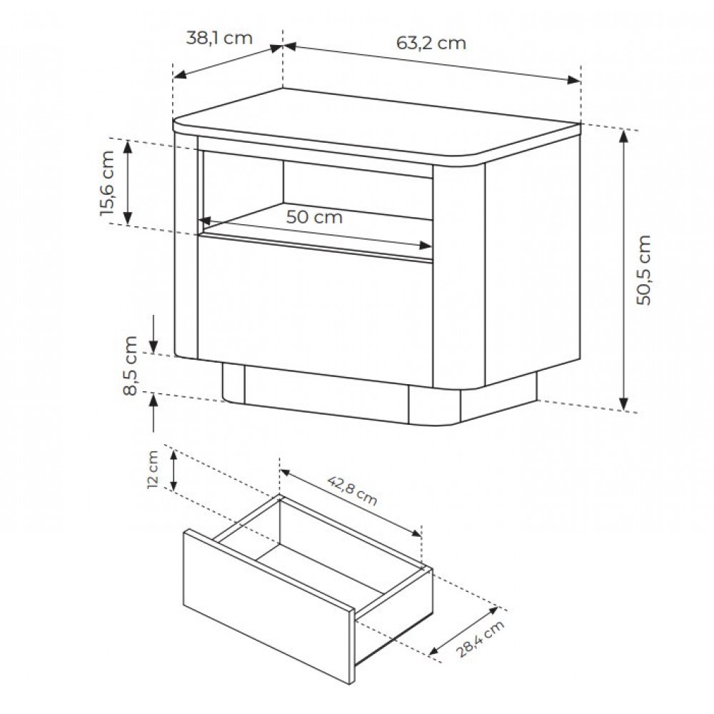 Тумба приліжкова Perfect Home Торро / Torro 1S/63 з 1 шухлядою Дуб кремона/чорний (PFH-091419)