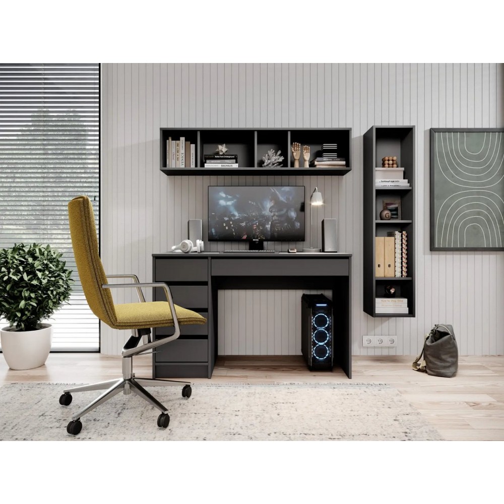 Стіл туалетний письмовий Perfect Home Ада / Ada 5S/120 з 5 шухлядами Антрацит (PFH-091308)