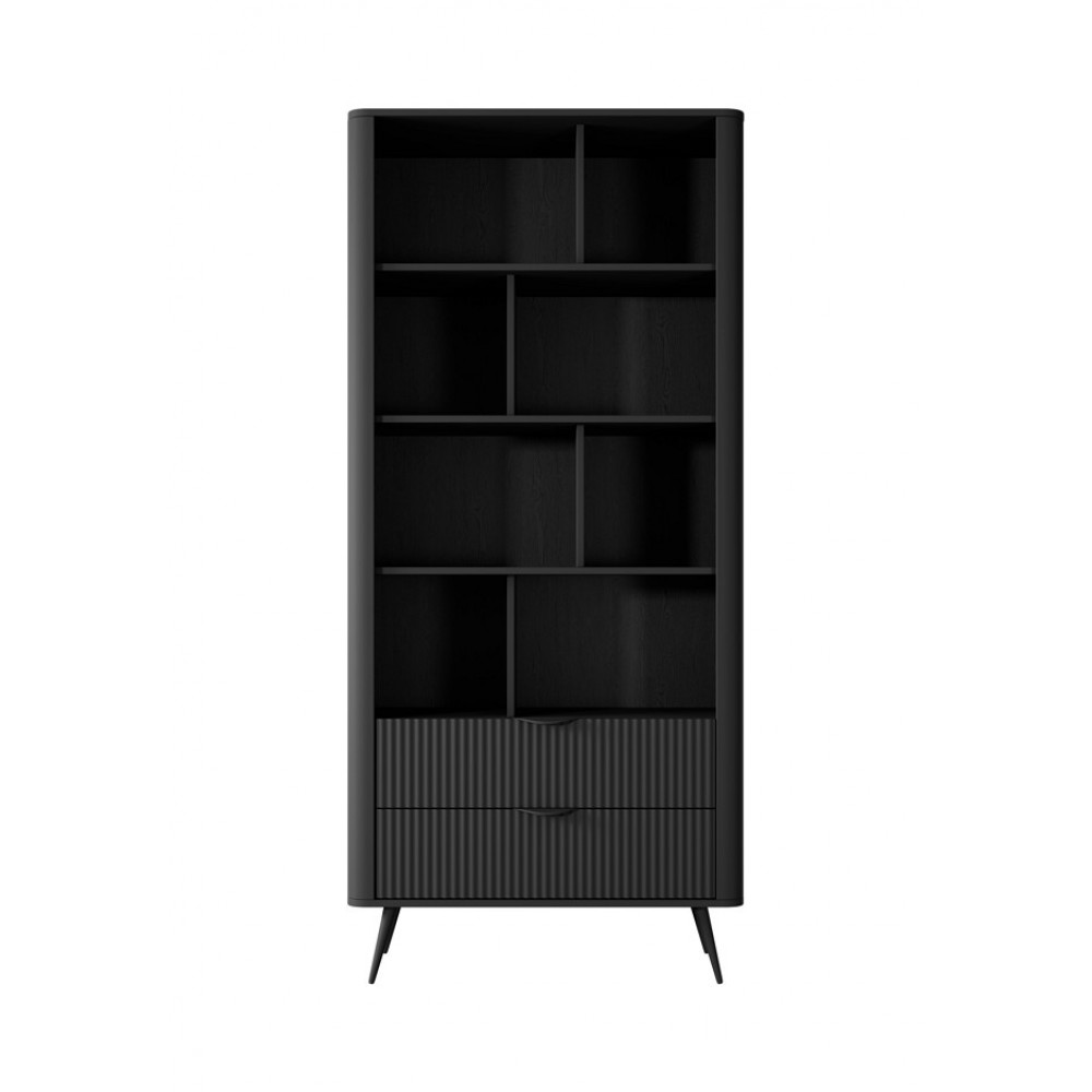 Стелаж Perfect Home Ланте / Lante 2S з 2 шухлядами і чорними ніжками Чорний (PFH-091104)