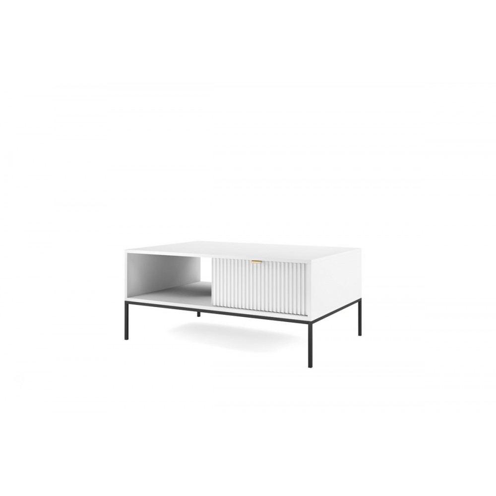 Стол журнальный Perfect Home Новая/Nova с 2 ящиками и черными ножками L104 Белый (PFH-091248)