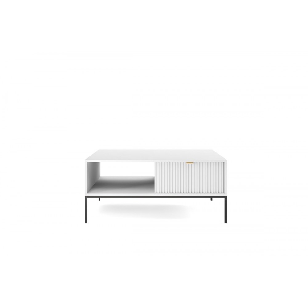 Стол журнальный Perfect Home Новая/Nova с 2 ящиками и черными ножками L104 Белый (PFH-091248)