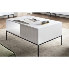 Стіл журнальний Perfect Home Нова / Nova з 2 шухлядами та чорними ніжками L104 Білий (PFH-091248)