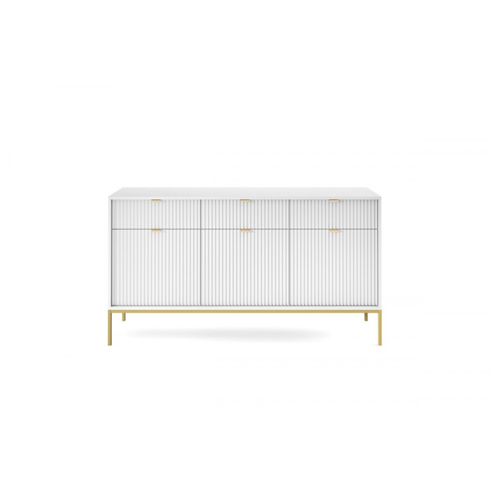 Комод Perfect Home Новая/Nova 3-дверный с 3 ящиками и золотыми ножками KSZ154 Белый (PFH-091241)