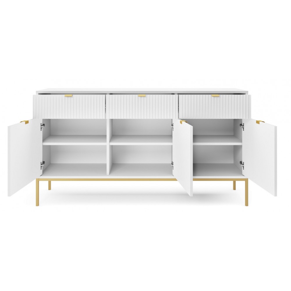 Комод Perfect Home Новая/Nova 3-дверный с 3 ящиками и золотыми ножками KSZ154 Белый (PFH-091241)