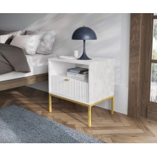 Тумба приліжкова Perfect Home Нова / Nova з 1 шухлядою і золотими ніжками S54 Білий (PFH-091261)