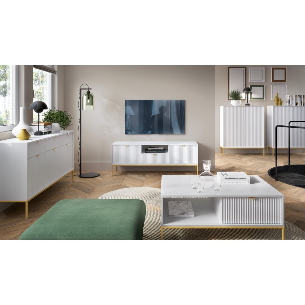 Комод Perfect Home Новая/Nova 3-дверный с 3 ящиками и золотыми ножками KSZ154 Белый (PFH-091241)